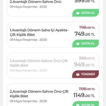 Bubilet Sahne Önü Bileti
