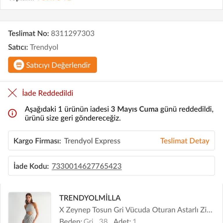 Trendyolmilla İade Ürünümün Ücretini De, Ürünümü De Geri Göndermiyor!