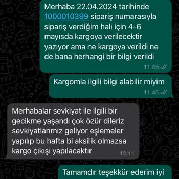 Reydeko Halıdan Verdiğim Sipariş