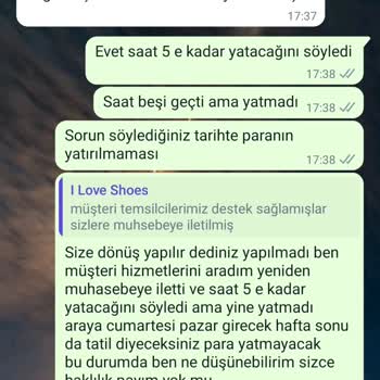 I Love Shoes Para İadesinin Yapılmaması