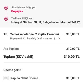 Popeyes Eksik Ve Geç Sipariş