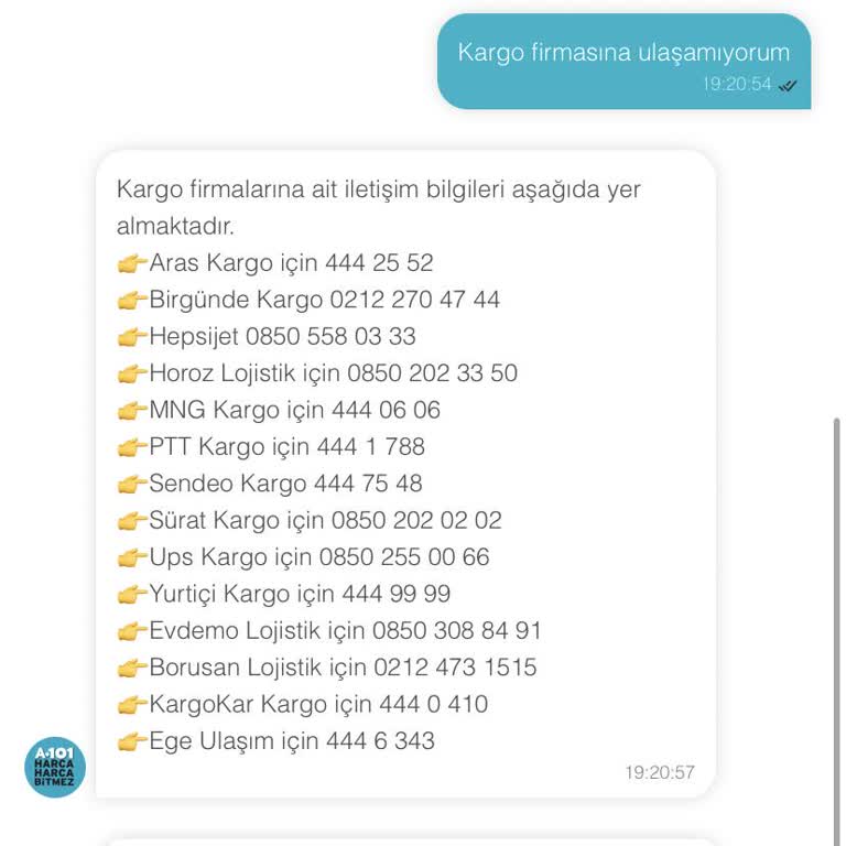 A101 Alışveriş Ve Birgundekargo Firmasına Ulaşılamıyor