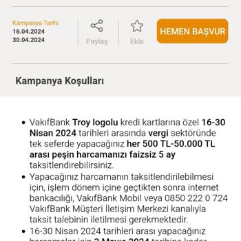 VakıfBank Yanıltıcı Vakıf Troy Kredi Kartı Kampanyası,