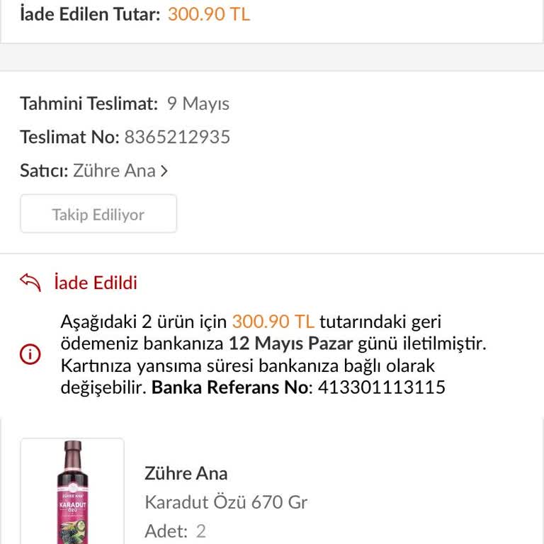 Trendyol İndirimli Ürünüm Elime Ulaşmadan İade Edildi
