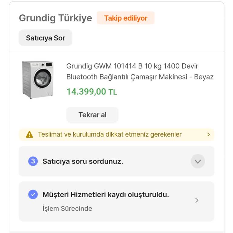 Grundig Satın Alınan Ürünü Göndermiyor Ve Hiçbir Çözüm Sunmuyor