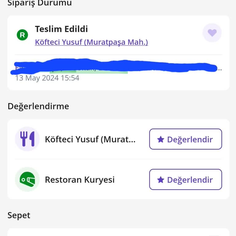 GetirYemek Siparişim Teslim Edilmedi