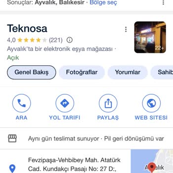 Teknosa Ayvalık Erken Kapatıyor