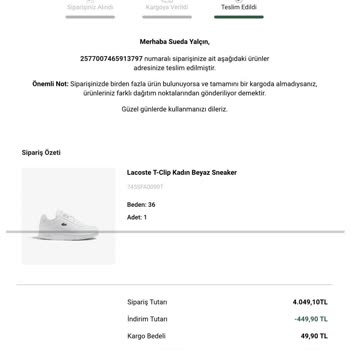 Lacoste Para İadesi Yapmıyor