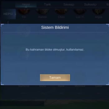 Mobile Legends Herolar Bloke Olmuştur Uyarısı Alıyorum