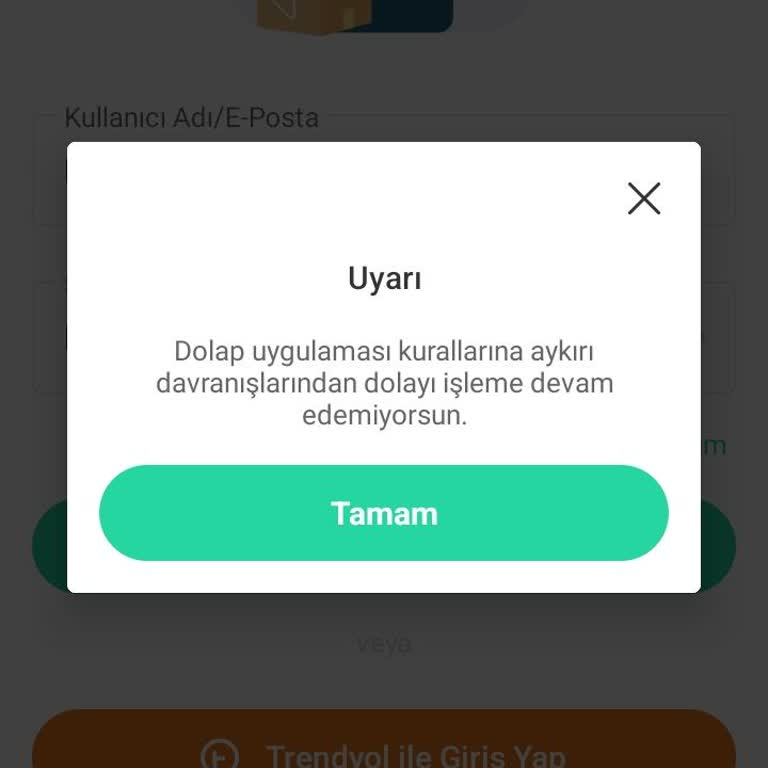 Dolap Uygulamasına Giriş Yapamıyorum