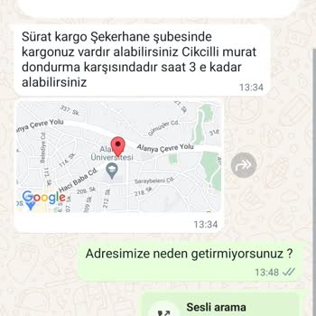Sürat Kargo Adrese Teslim Edilmeyen Kargo