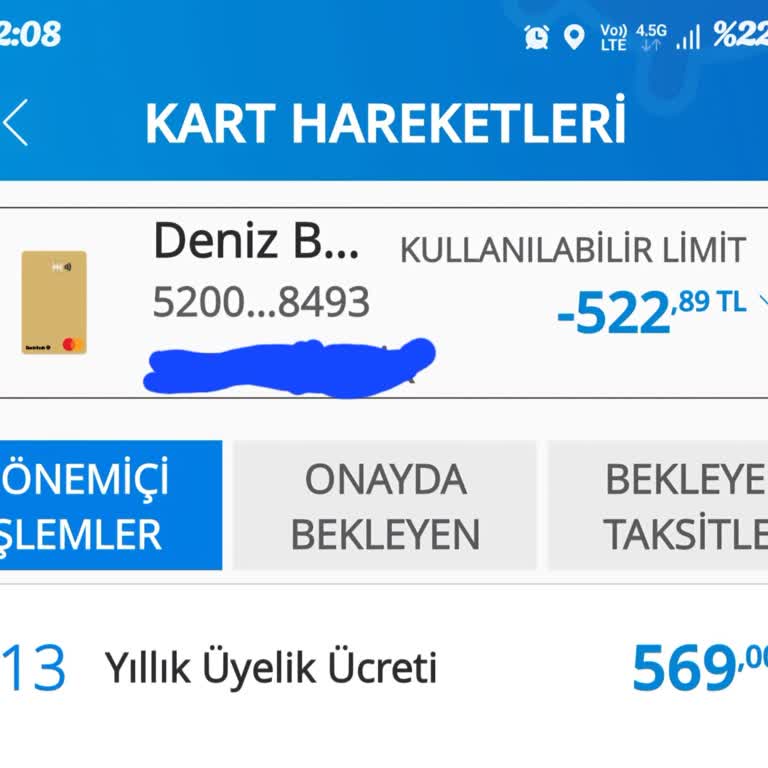 Denizbank Kredi Kartı Yıllık Üyelik Ücreti Kesintisi