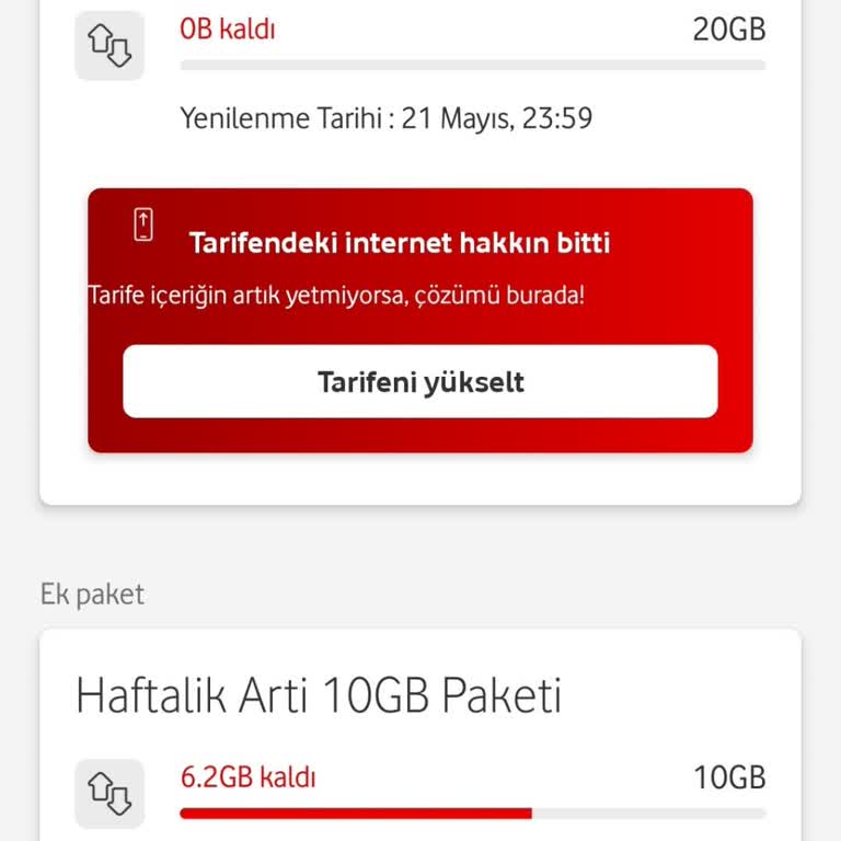 Vodafone Tarifeli İnternetim Çok Çabuk Bitiyor