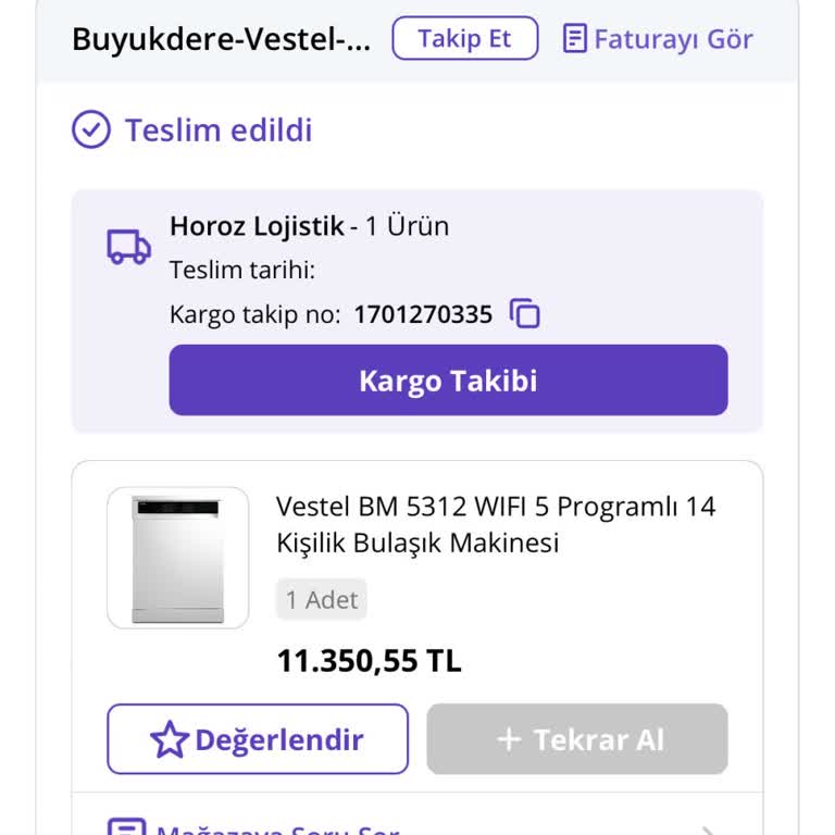 Vestel İnternet Satışında Kargo Problemi Yaşıyorum