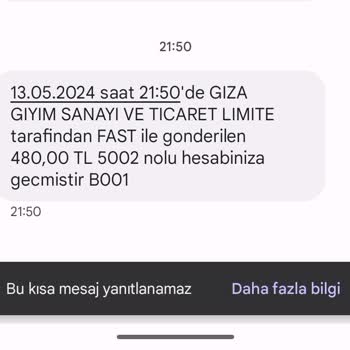Giza Giyim Eksik Para İadesi