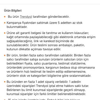 Trendyol'un Sattığı Üründe Garanti Tipinin Yanlış Olması