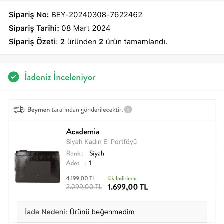 Beymen Online İade Süreci