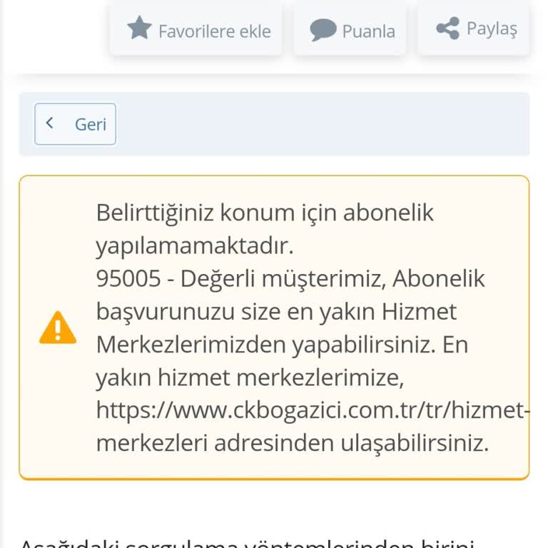 CK Boğaziçi Elektrik Bu Adrese Abonelik Yapılamamaktadır Hatası