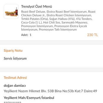 Trendyol GO Şikayet (Adreste Bulunamadı)