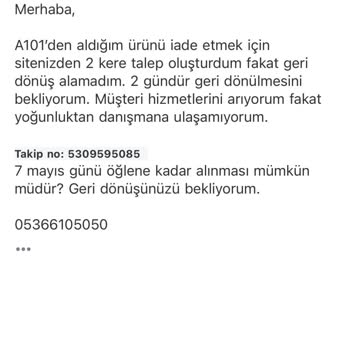 Bir Günde Kargo A101 Online'den Alınan Urunu Etmek İmkansız