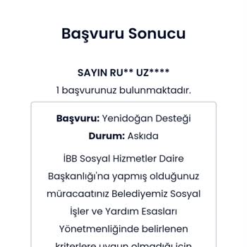 İBB - İstanbul Büyükşehir Belediyesi Yenidoğan Destek Paketinden Faydalanamıyorum