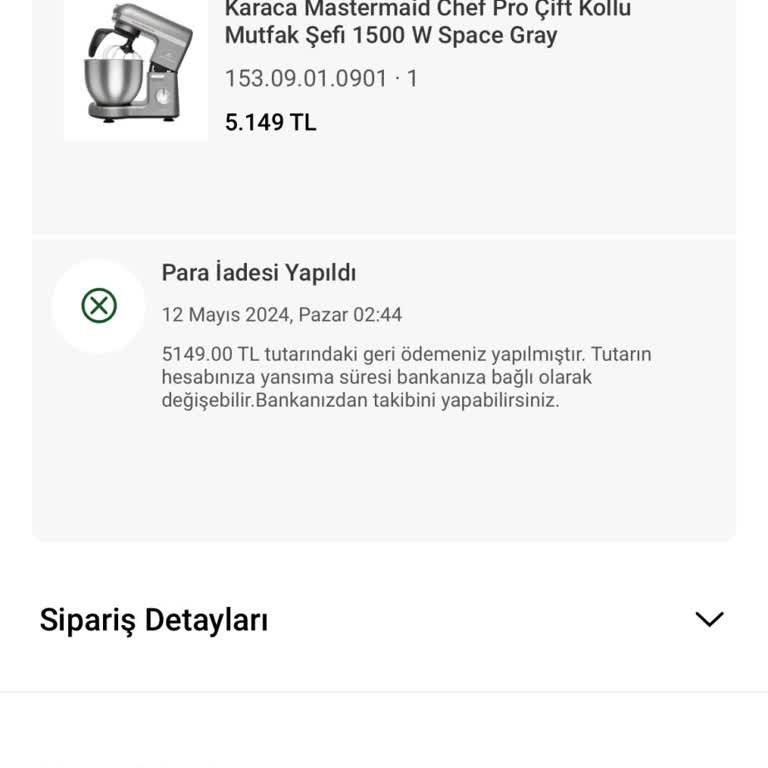 Karaca Züccaciye Para İadesi Yapılmış Görünüyor Ama Hesaba Yatmadı