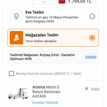 Koçtaş İnternet Mağazası Ödeme Almıyor