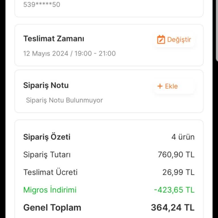 Migros Sanal Market Eksik Sipariş