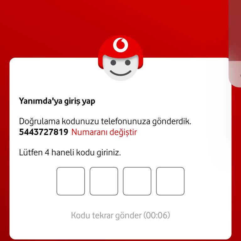 Vodafone Yanımda Doğrulama Kodu