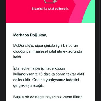 McDonald's Açık Olan Restoran "kapalı" Olduğu Gerekçesiyle Siparişim İptal Edildi