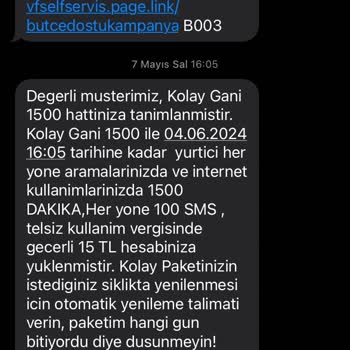 Vodafone Paketim Erken Bitti