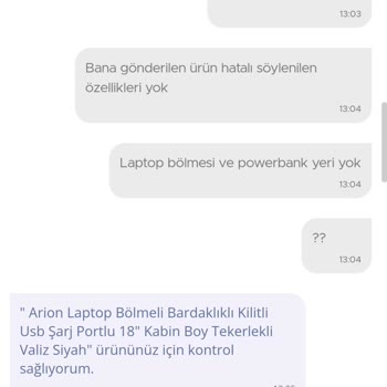 CBTX Global N11 Firmasından Belirtilen Özellikleri Olmayan Bavul