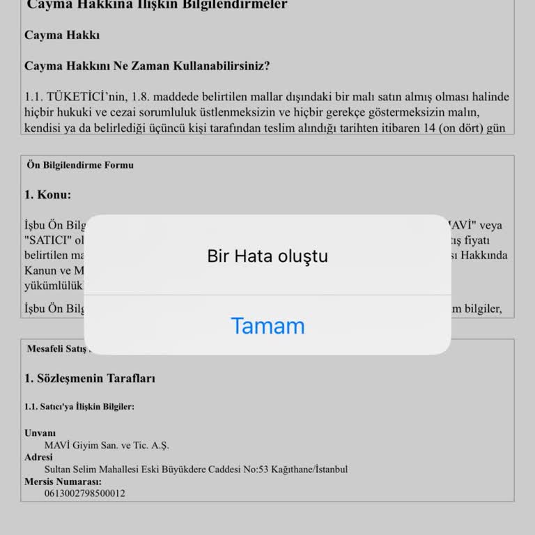 Mavi Bir Hata Oluştu