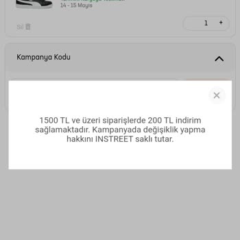 In Street Hediye Verilen Kupon Kullanılamaması