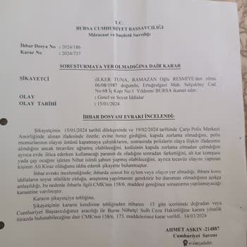 Bursa Adliyesi Hakimle İlgili Şikayet İçeren Dava Dosyası