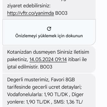 Vodafone Haksız Yere Paket Tarife İptal Etti. Bilgilendirme Yok.