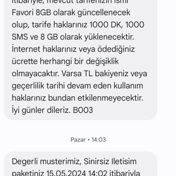 Vodafone Haksız Yere Paket Tarife İptal Etti. Bilgilendirme Yok.