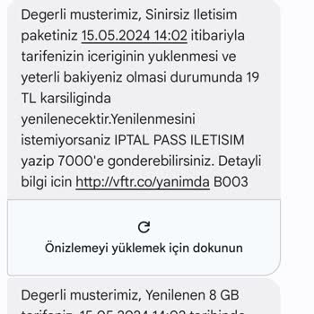 Vodafone Haksız Yere Paket Tarife İptal Etti. Bilgilendirme Yok.