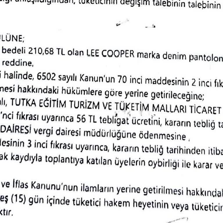 Boyner Tüketici Hakem Heyetinin Kararına Uymuyor.