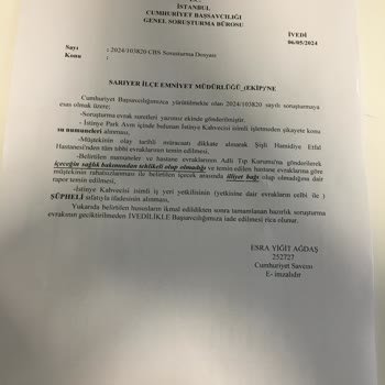 İstinye Kahvecisi İstinye'de Satılan Sakızlı Su İle İlgili Sağlık Şikayeti