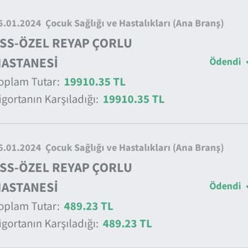 Reyap Hastanesi Çocuğumun Yatışında Fatura Karmaşası