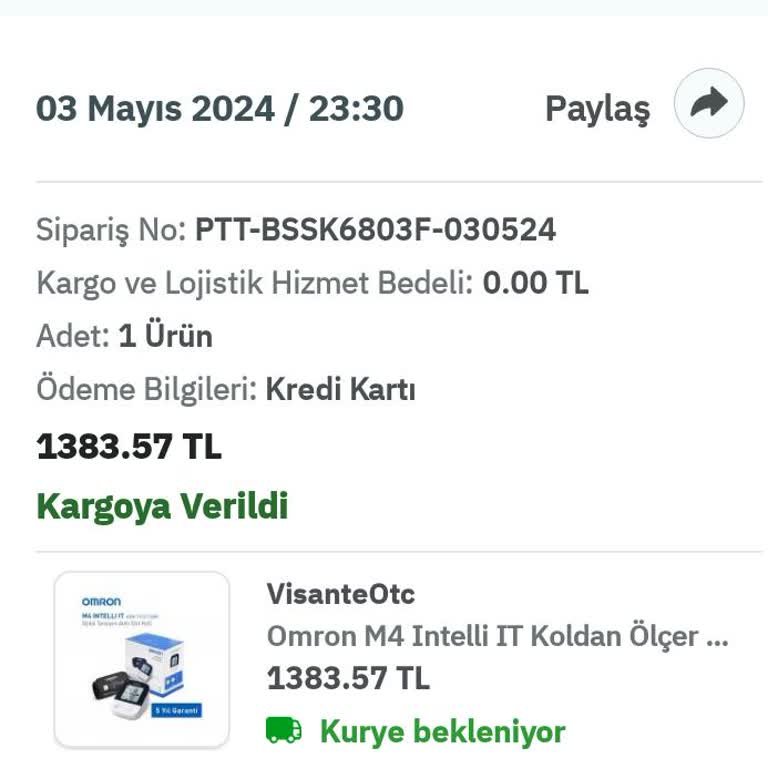 PttAVM Kargoya Verilmeyen Ürün