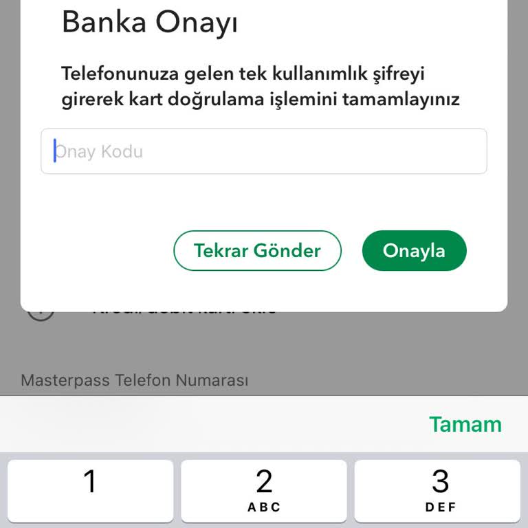 Masterpass Onay Kodu Gelmemesi