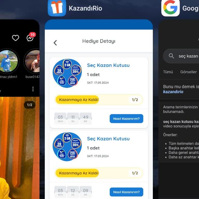 KazandıRio Uygulamasında Hediyelerim Ayrı Gözüküyor!