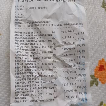 Yemeksepeti Market Eksik Ürün Gönderdi. Ürünü Ve Paramı Vermedi
