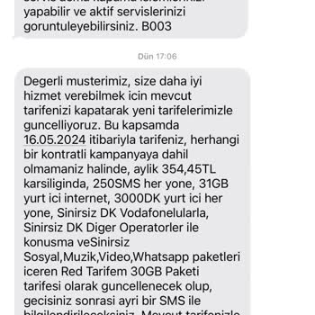 Vodafone Onaysız Fatura Yükseltmesi