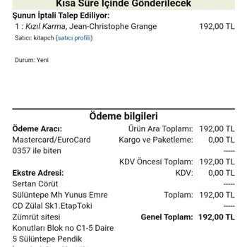 Amazon'da İptal Edilen Kitap Siparişi Ve İade Sorunu