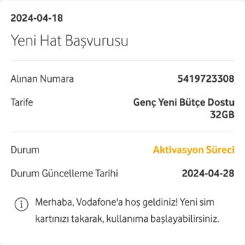 Vodafone Hat Aktivasyon W