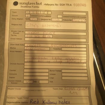 Sunglass Hut Citys İçerenköy Dg Marka Güneş Gözlüğü 1 Ay Olmadan Koptu