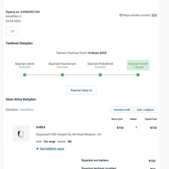 Decathlon Su Alan Yüzme Maskesi